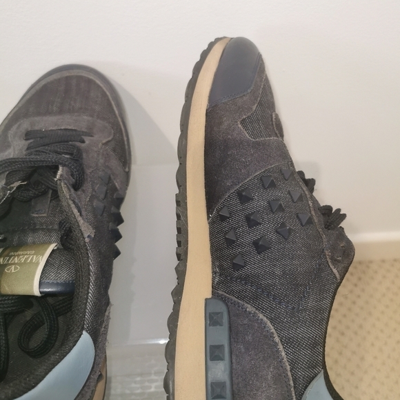 Valentino navy blue denim and leather Rockstead sneakers European s10 - Picture 5 of 12